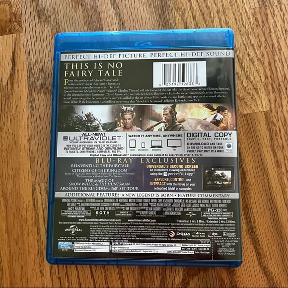 EUC Snow White & The Huntsman Blu-Ray + DVD + Digital Copy - Picture 8 of 9